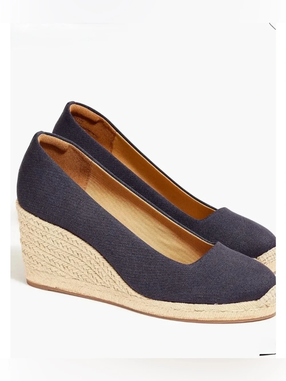 J.Crew Navy Blue Canvas Espadrilles Wedge Heels Size 9